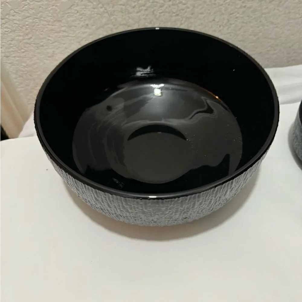 RARE Vintage Indiana Glass Black Chip and 3 Dip Bowl from the 1970's-1980's